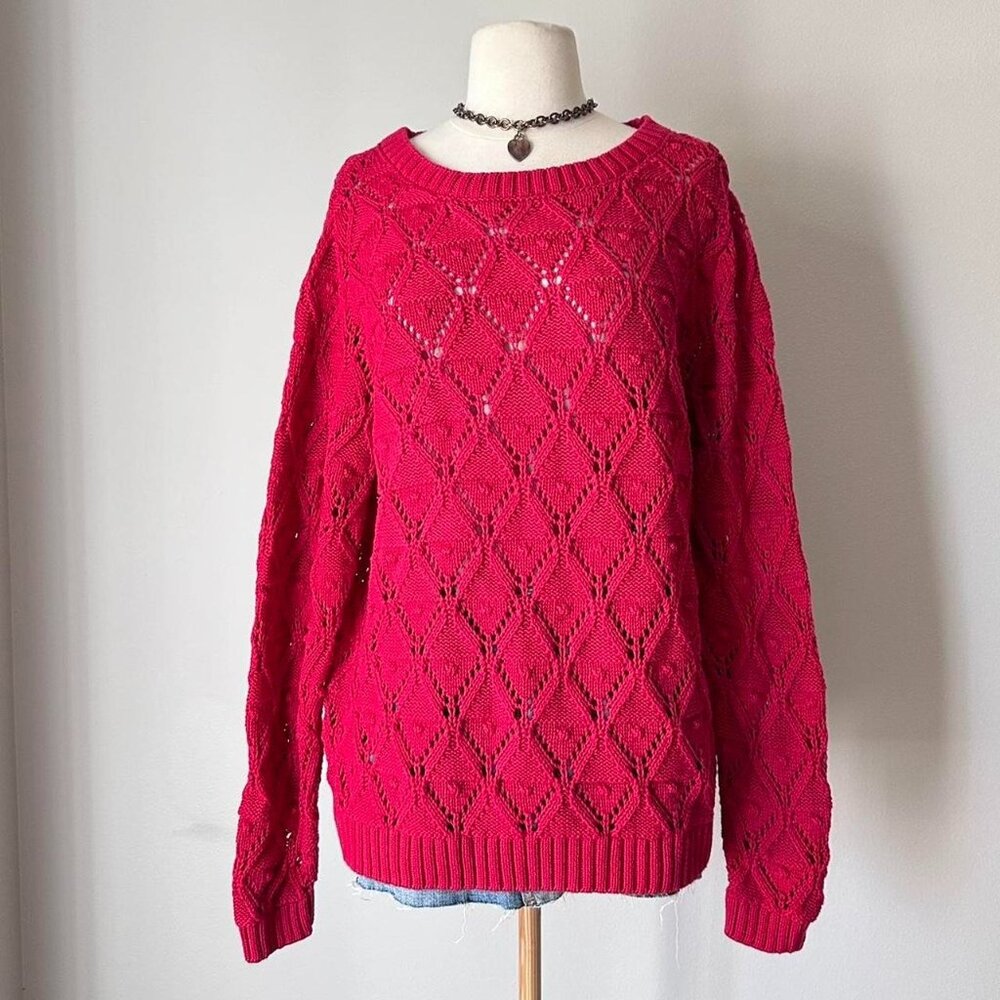 Tommy Hilfiger red diamond knit sweater